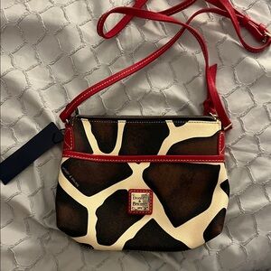 Dooney & Bourke Red and Brown Giraffe Crossbody Bag